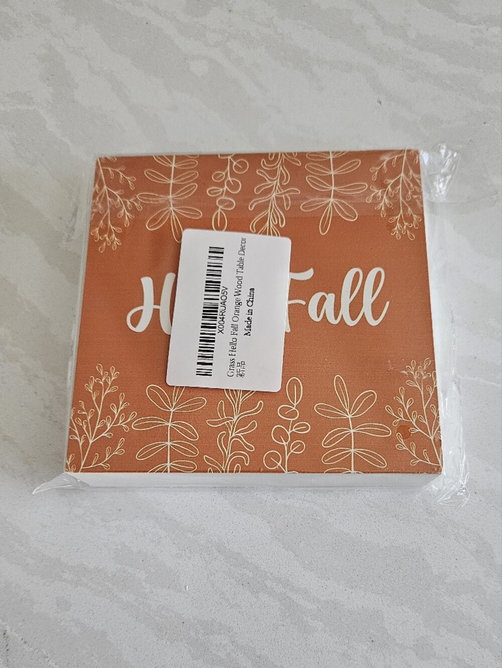 Hello Fall Orange Decorative Block Sign - Picture 6 of 7